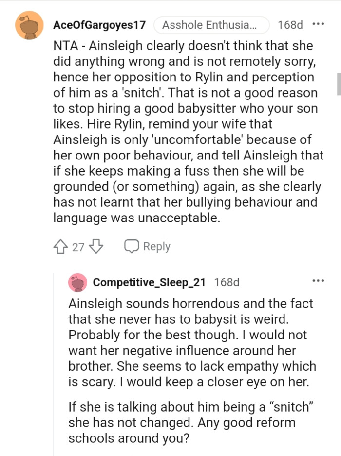 She hasn't learned that her bullying behavior is unacceptable