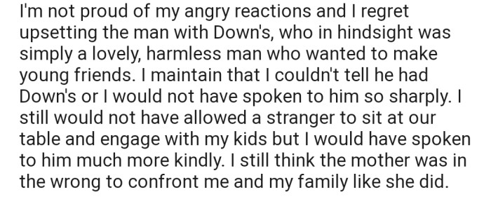 OP was able to get the woman to leave, but not without feeling guilty for how she treated the man