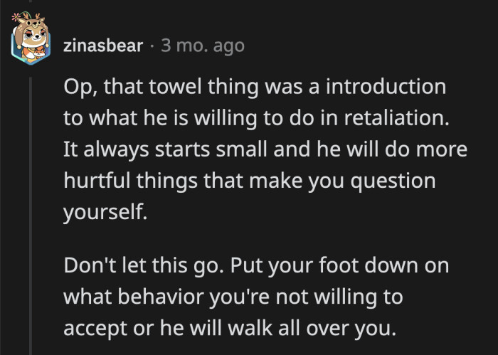 This is a 35-year-old man trying to control his younger girlfriend.