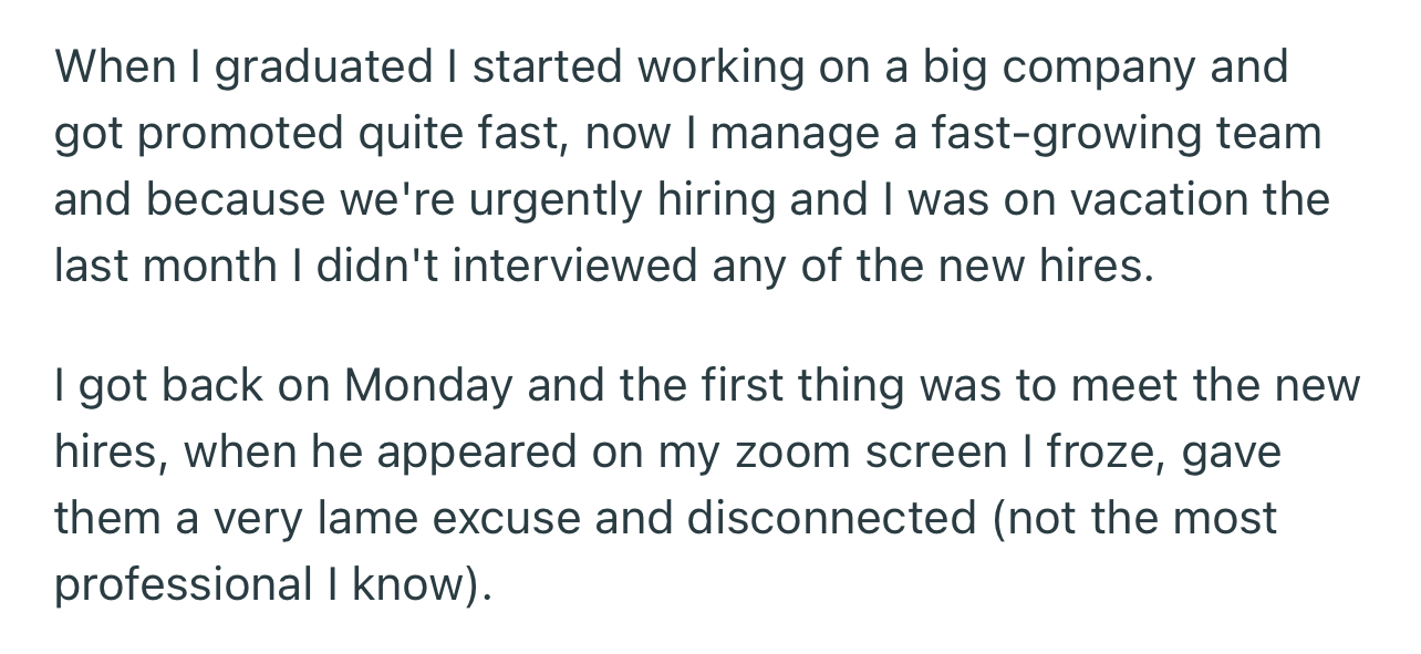 OP realized that one of the new hires in her team was her ex-boyfriend from college