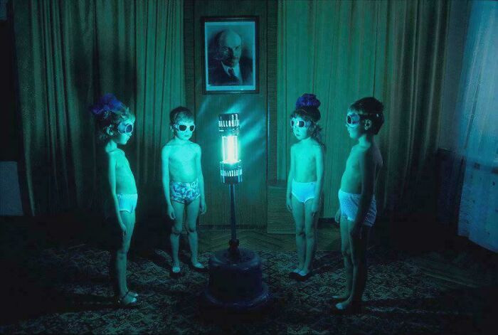 "Ultraviolet Bath Given To Soviet Kids, USSR, 1980s"