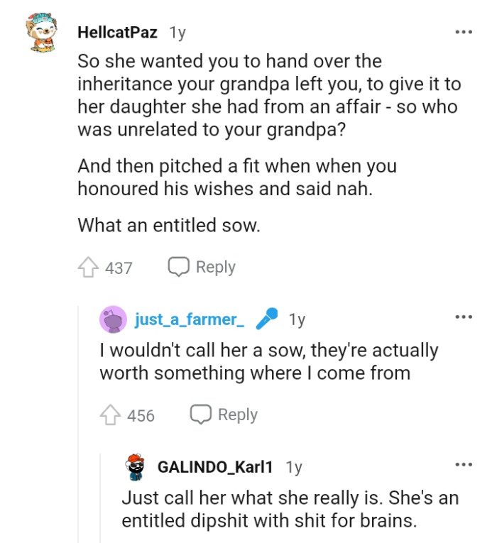 The OP wouldn't refer to his mom as a sow.