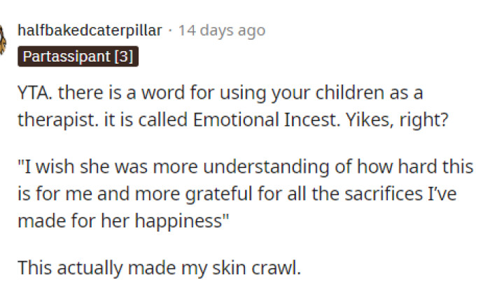 This person called out OP heavily and basically told her that she is in the wrong and that what she's expecting of her daughter is out of line.