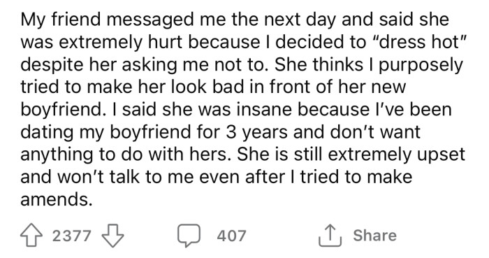Now the OP is wondering if she's the a**hole here since her friend is still upset.