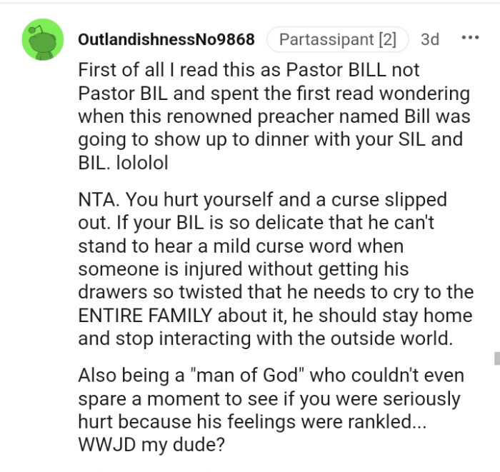 You hurt yourself and a curse slipped out