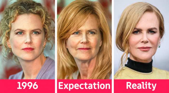 14. Coming up next is Nicole Kidman, and this is her at 29 years old and 54 years old