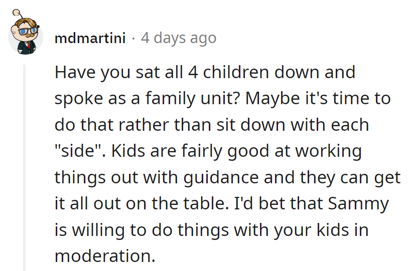 Kids, negotiate! Sammy might just RSVP with moderation.