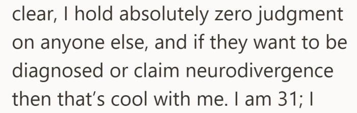 Her stance is calm and open, but she draws a clear line around what feels personal.