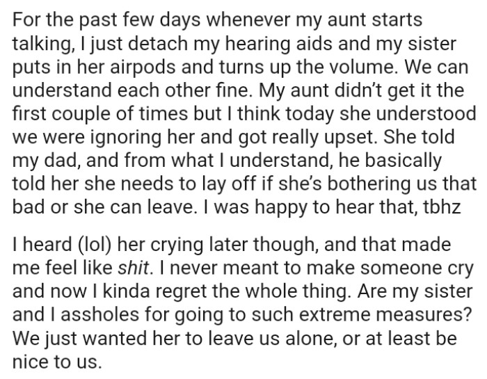 OP's dad basically told her she needs to lay off if she’s bothering them that much, or she can leave