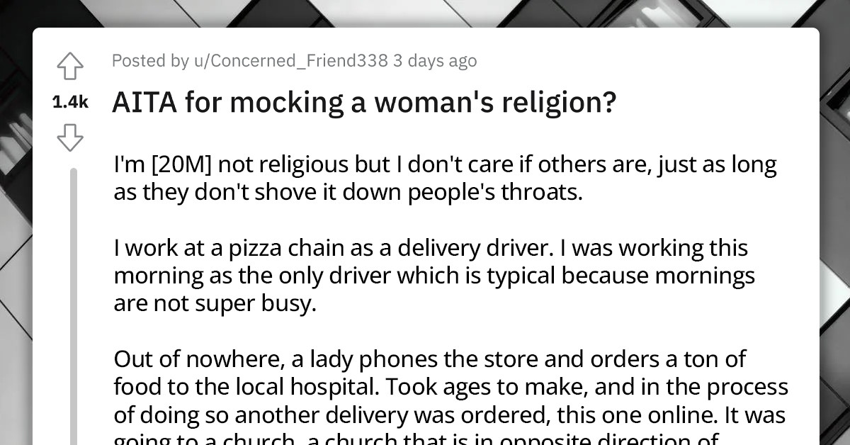Pizza Delivery Driver Forced To Quit Job After Calling Out A Religious Woman About Her Lack of Tolerance