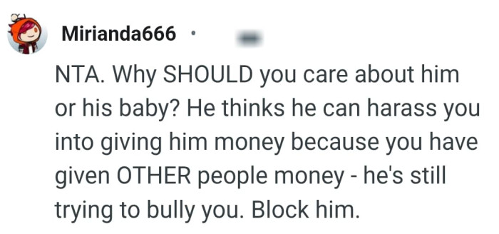 He is still trying to bully the OP