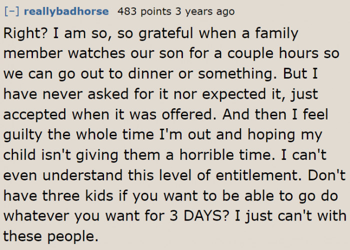 Entitlement mentality in relatives