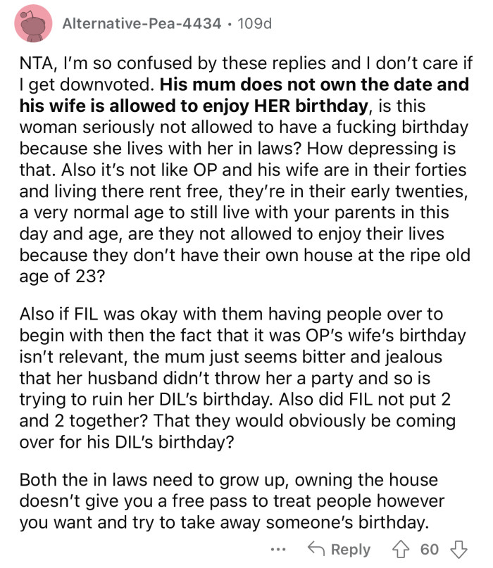 OP's mom doesn't own that date just because she was born first.