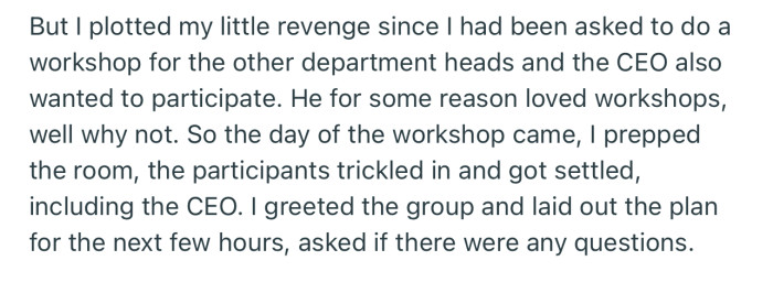 OP plotted her own little revenge