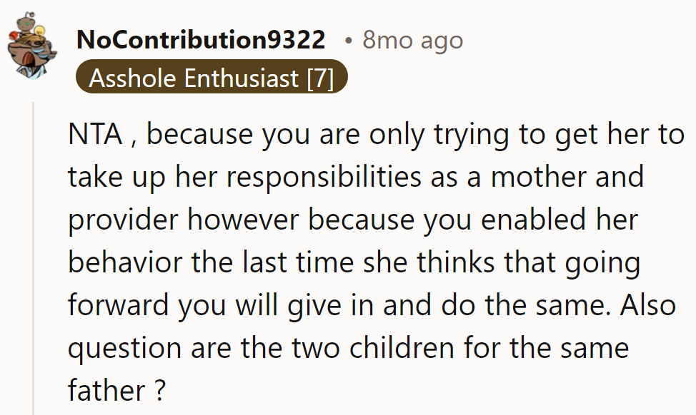 Teaching responsibility is a full-time job, and it seems she's still on maternity leave.