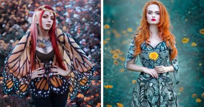 23 Stunning Times Designer Transforms Ladies Into Beautiful Human Fairies With Her Butterfly Dresses