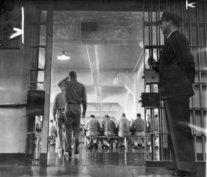 Inmates At Alcatraz In The Mess Hall