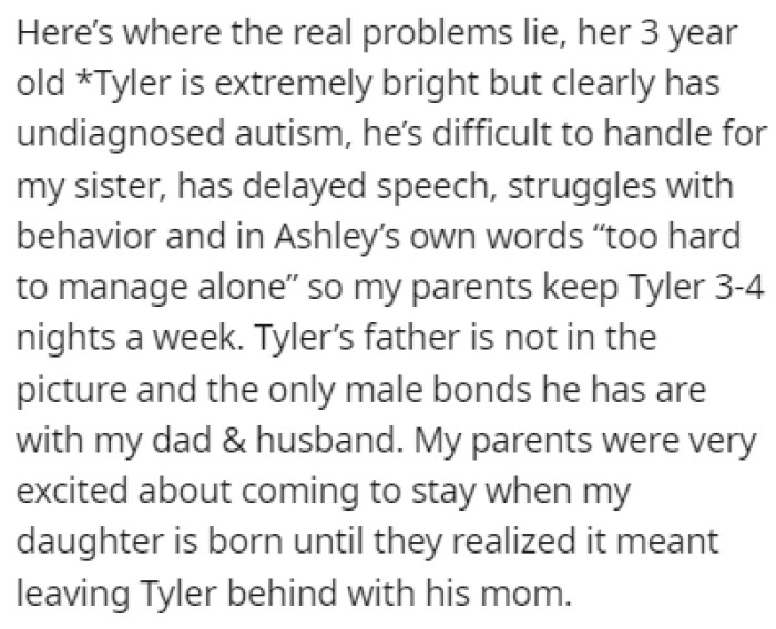 OP believes that her sister's 3-year-old son has autism even though he hasn't been diagnosed