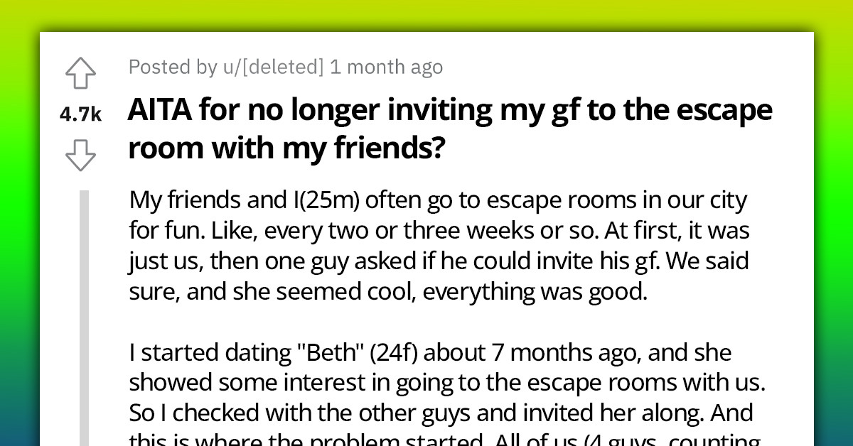 Guy Invites Girlfriend To Escape Room But Then Uninvites Her Because She's Too Good At Puzzles