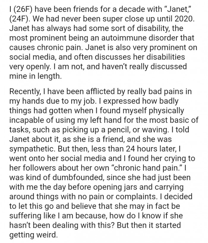 Janet is also very prominent on social media, and often discusses her disabilities very openly