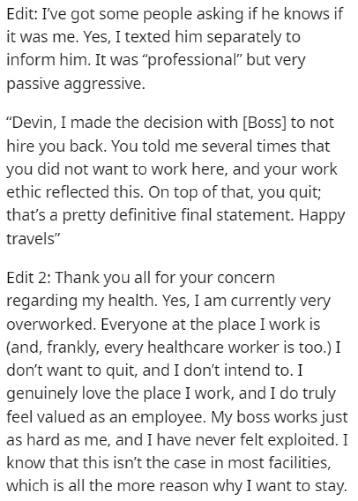 OP provided a couple of edits to the original story, further explaining the situation