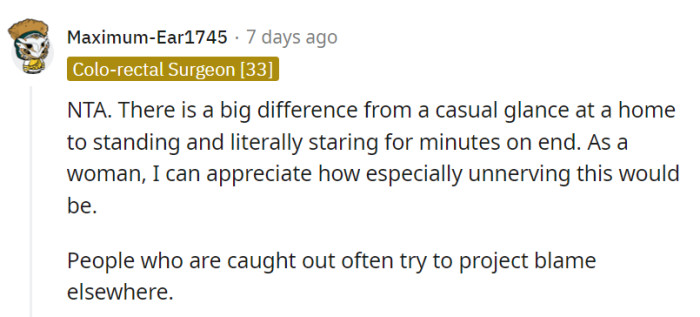 Prolonged staring is unnerving, especially for women.