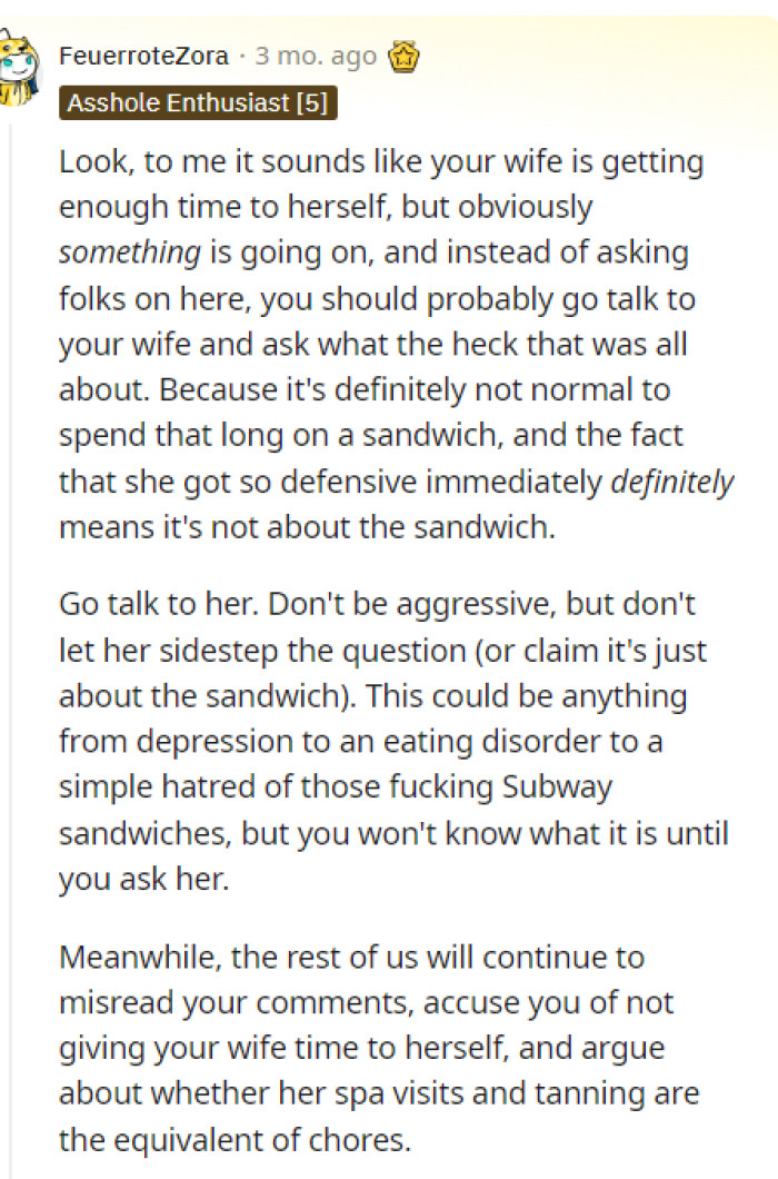 This comment takes the cake because it conveys everything that OP needs to hear, all within one comment.