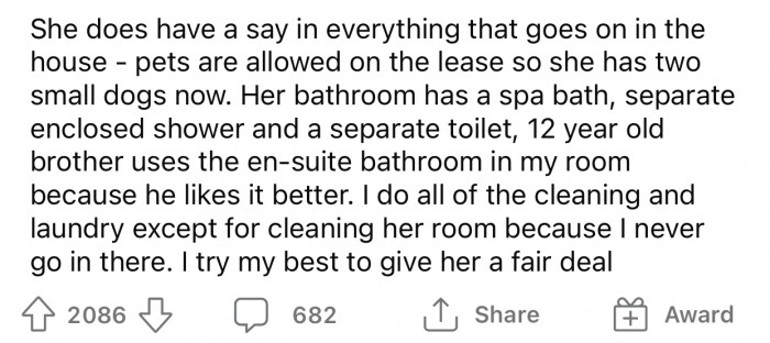 OP tries her best to give her daughter a fair deal.