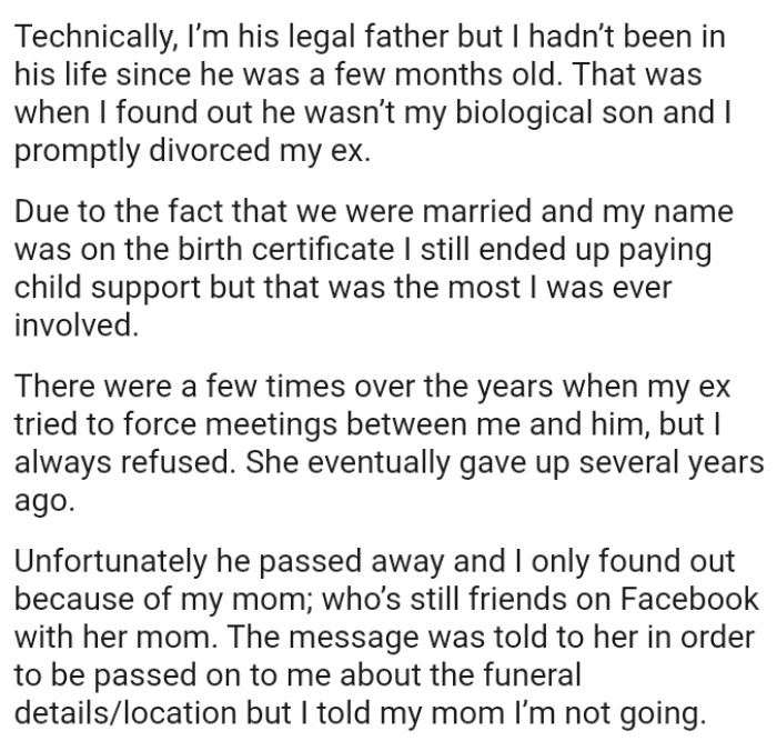 The OP still ended up paying child support but that was the most he was ever involved