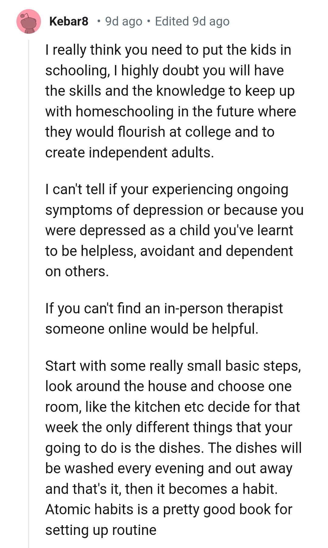 Ongoing symptoms of depression