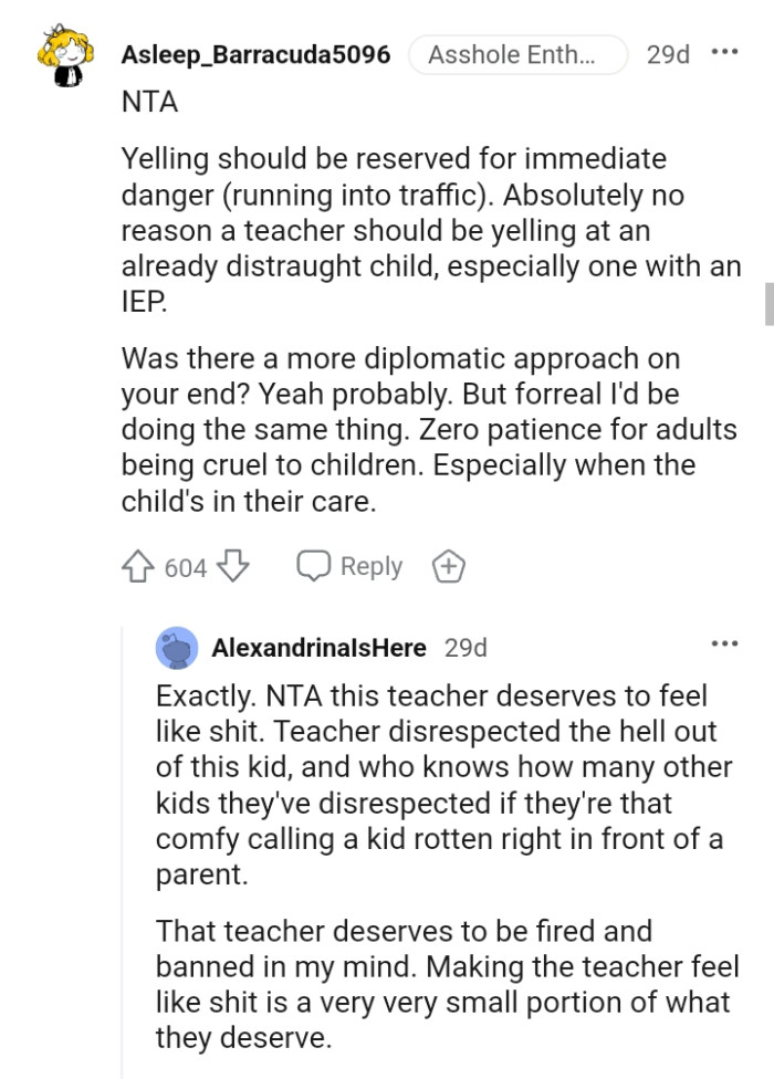 Zero patience for adults being cruel to children