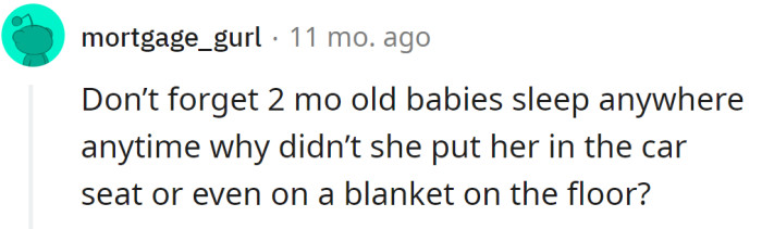 A Redditor said that the baby could sleep anywhere