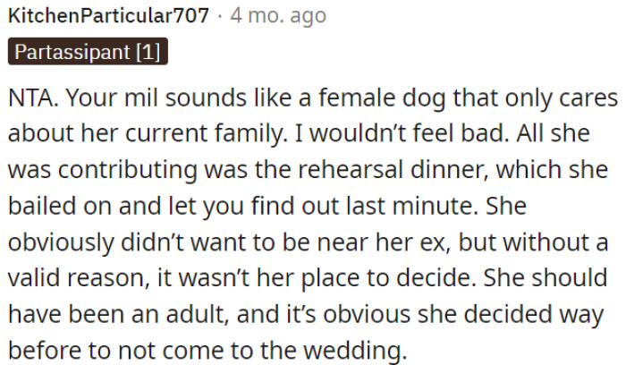 OP's mother-in-law seems self-centered, leaving them in the lurch.