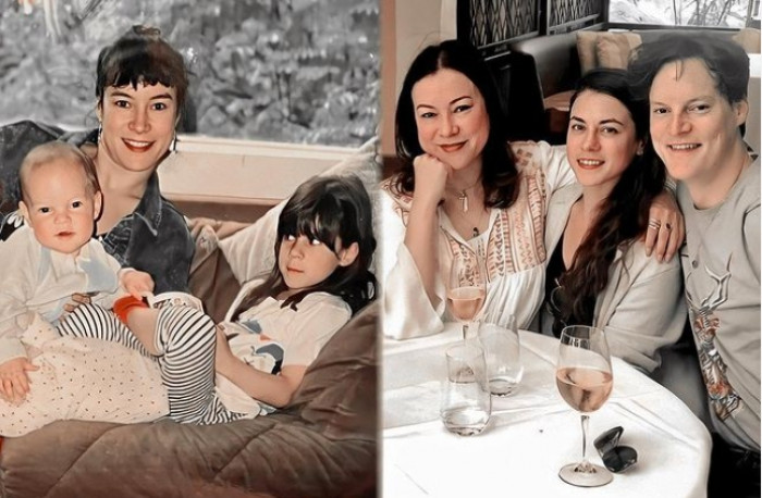 They both have a son named William. He is in the picture below with his half-sister and his aunt, Jennifer Tilly