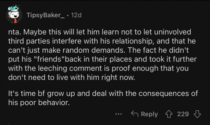 It's time for OP's boyfriend to grow up.