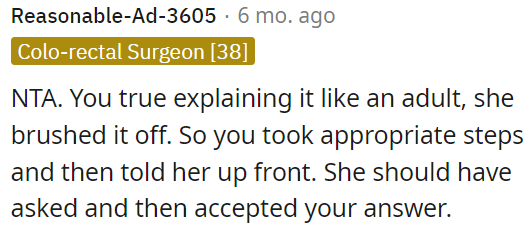 OP explained it clearly, but she ignored it.