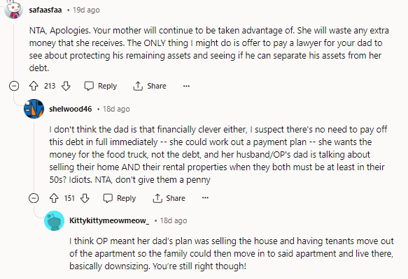 NTA - and I hope you don’t give her the $$ because that is the last you will see of it… if she did not have the sense to avoid the MLM scam, she will also not have the judgment to make money with a food truck.