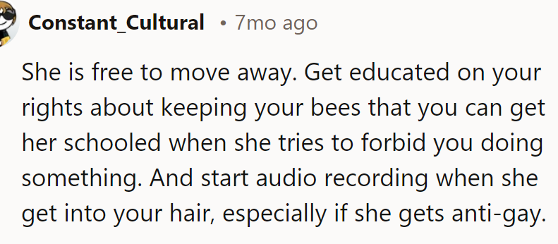 She can move away if the area doesn't suit her