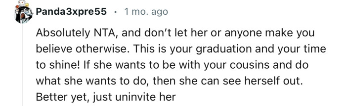 “NTA… This is your graduation and your time to shine!”