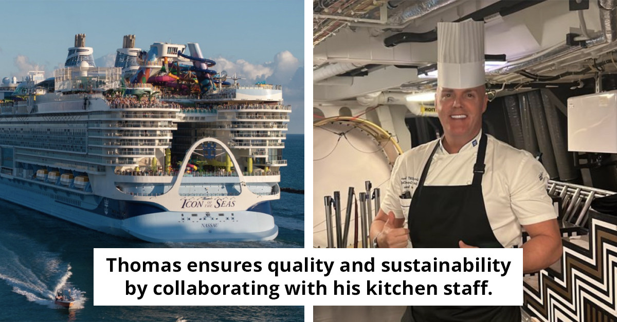 Chef aboard the largest Royal Caribbean cruise ship shares his journey to serving 125,000 meals daily.