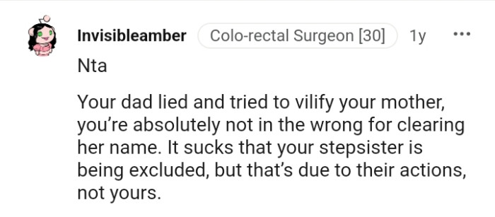 It Sucks That the OP's Stepsister Is Being Excluded
