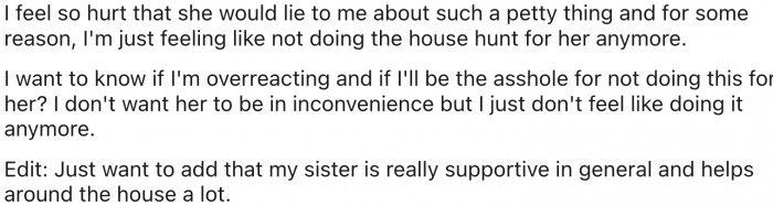 Because she's hurt, she'll force her sibling to travel 4 hours daily.