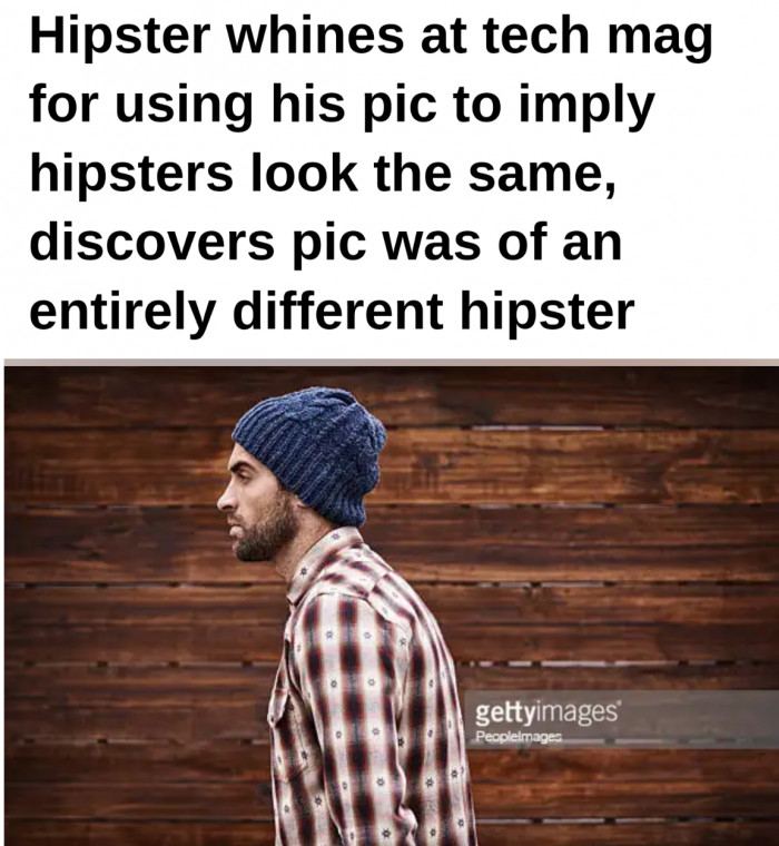 Hipster whines at tech mag for using his pic to imply hipsters look the same, discovers pic was of an entirely different hipster
