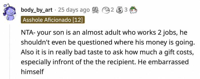 Jeremy only has himself to blame for being embarrassed, says this redditor