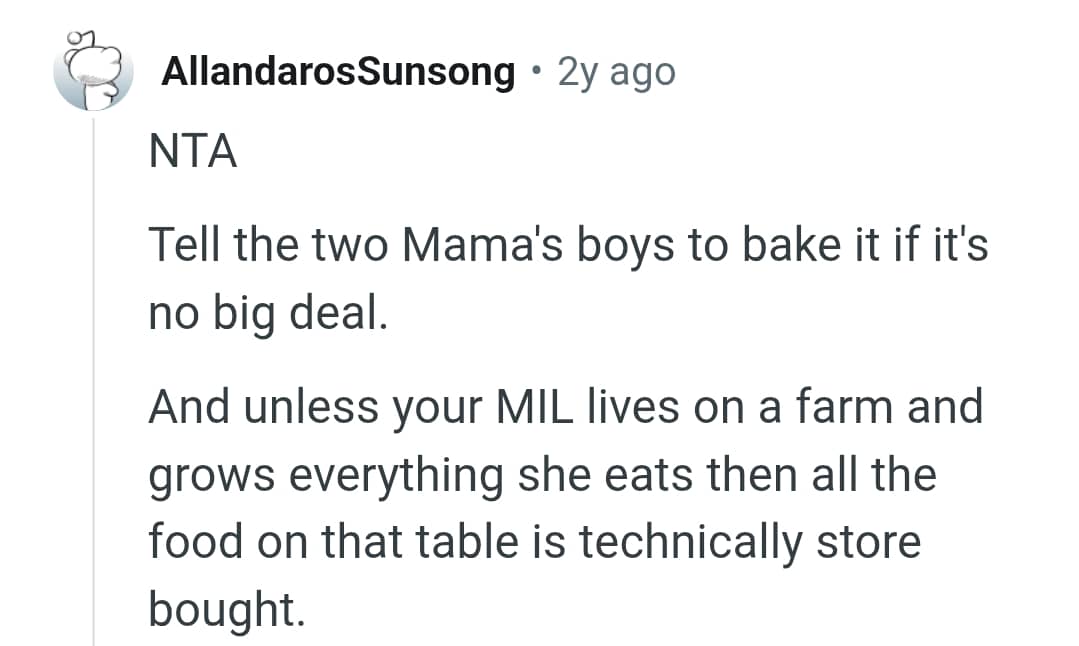 All the food on the table is technically store bought and that's the truth