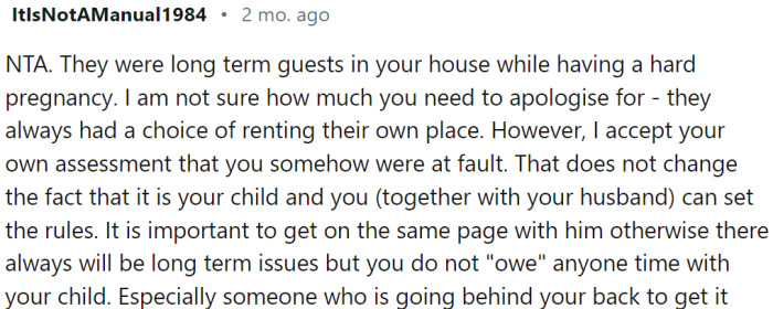 OP Does Not Owe Anyone Time with Their Child, Particularly If Someone Is Attempting to Go Behind Her Back to Obtain It