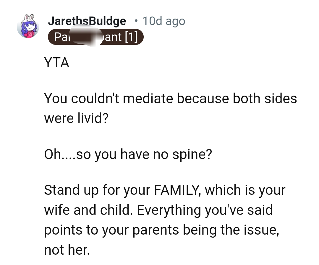 The OP Should Grow a Spine and Stand Up for His Family