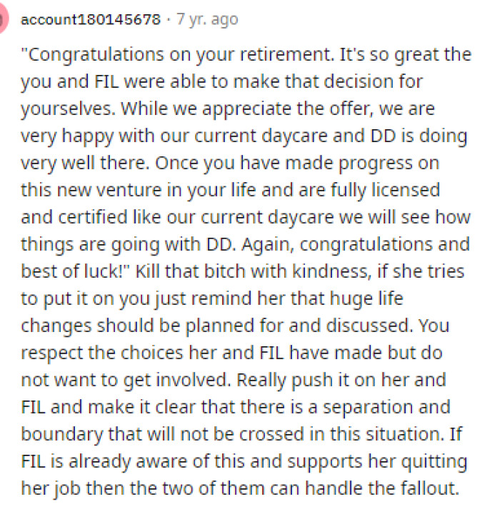 This is the perfect response since she didn't want to ask before putting in her notice at her job.