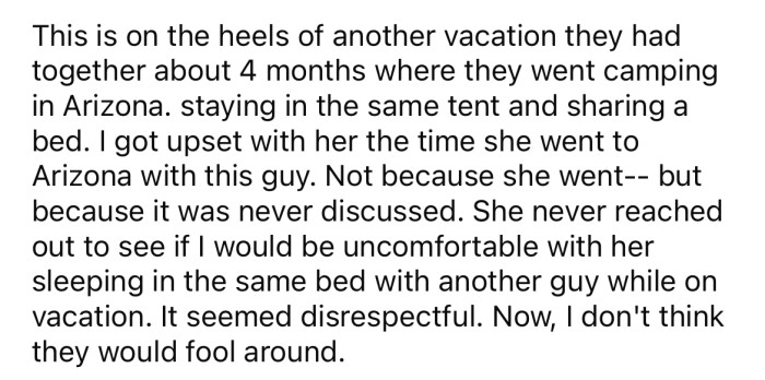 This is not the only trip they have taken together; they had been camping only four months earlier.