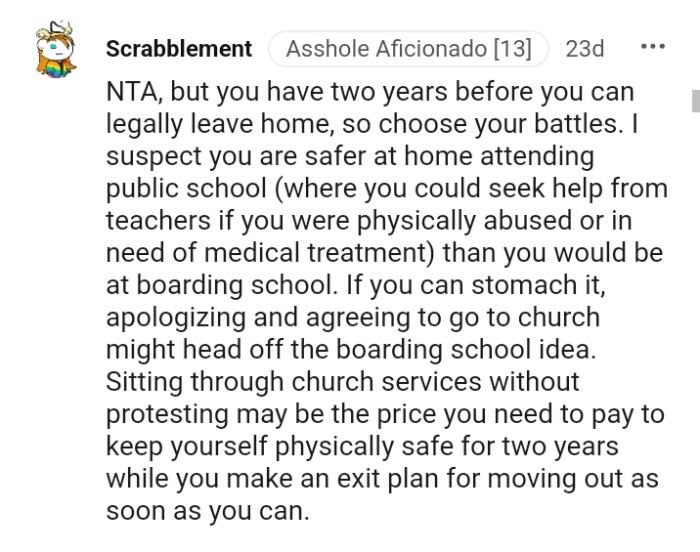 The OP needs to pay to keep themselves physically safe.